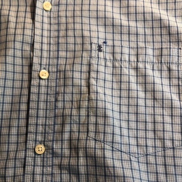 Izod L long sleeve Button Down shirt Large Blue Windowpane Cotton Blend EUC - Picture 11 of 12